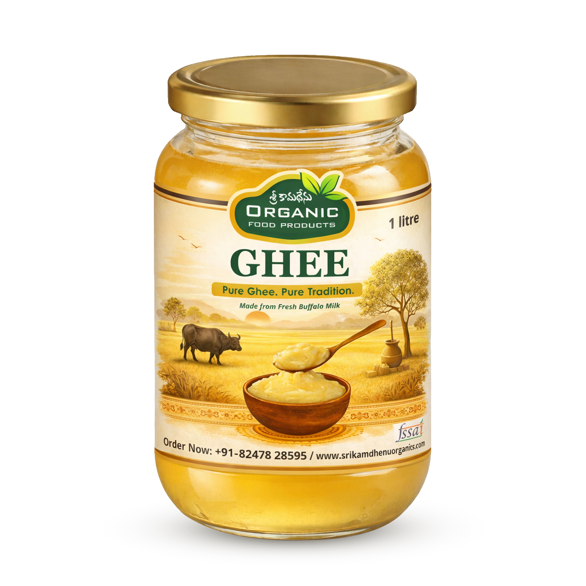 Sri Kamadhenu Pure Buffalo Ghee – 1 Litre